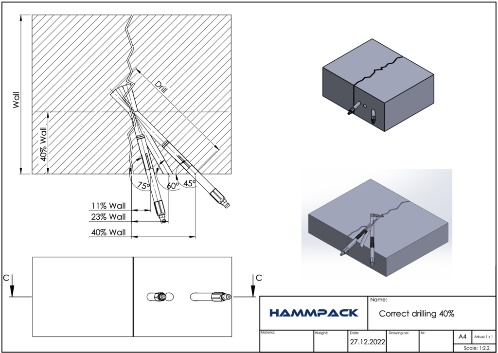 Iniekcyjny schemat wiercenia - inżynieryjny prospekt od Hammpack