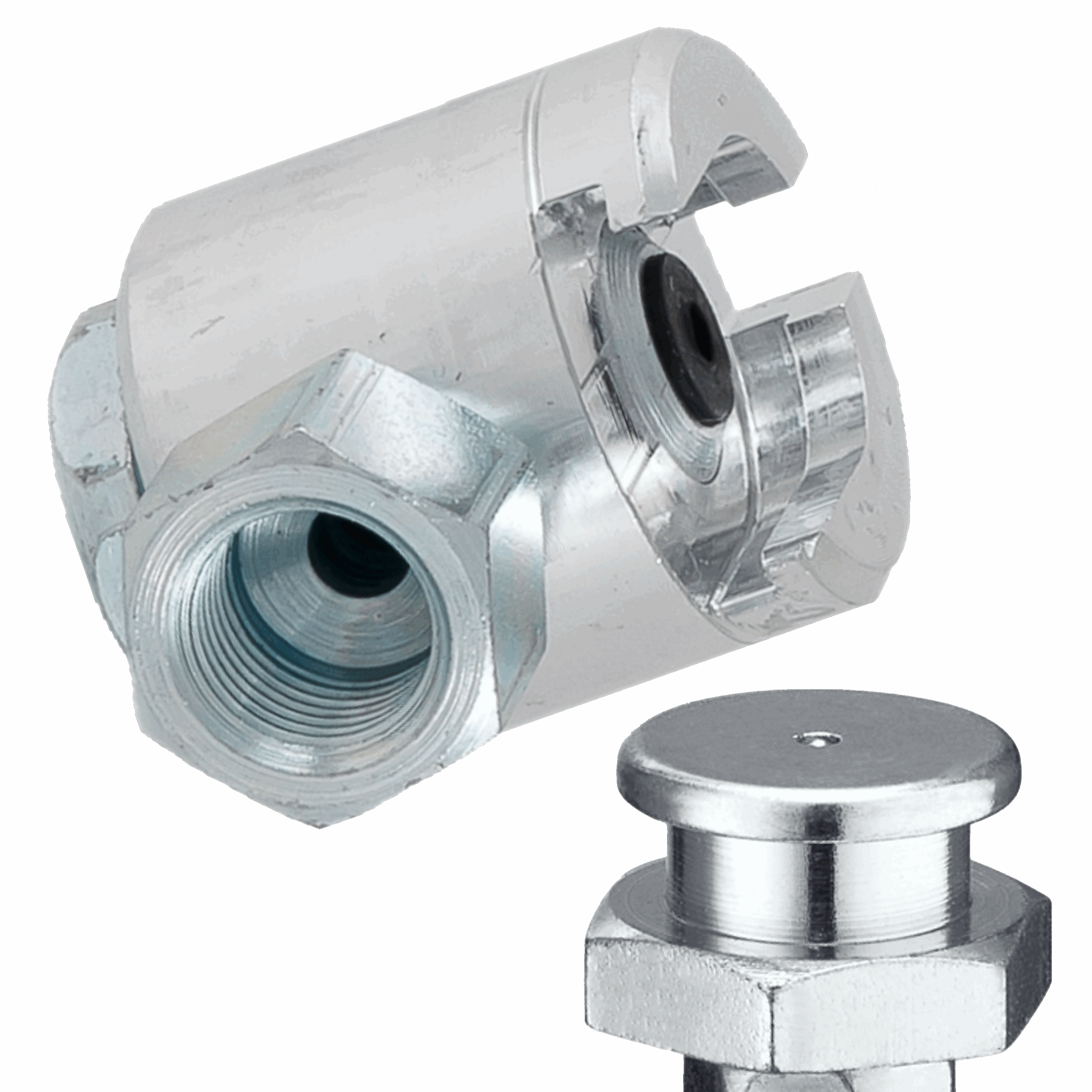 Zdjęcie nasady iniekcyjnej typu płaskiego, gotowej do nałożenia na kalamitki płaskie.