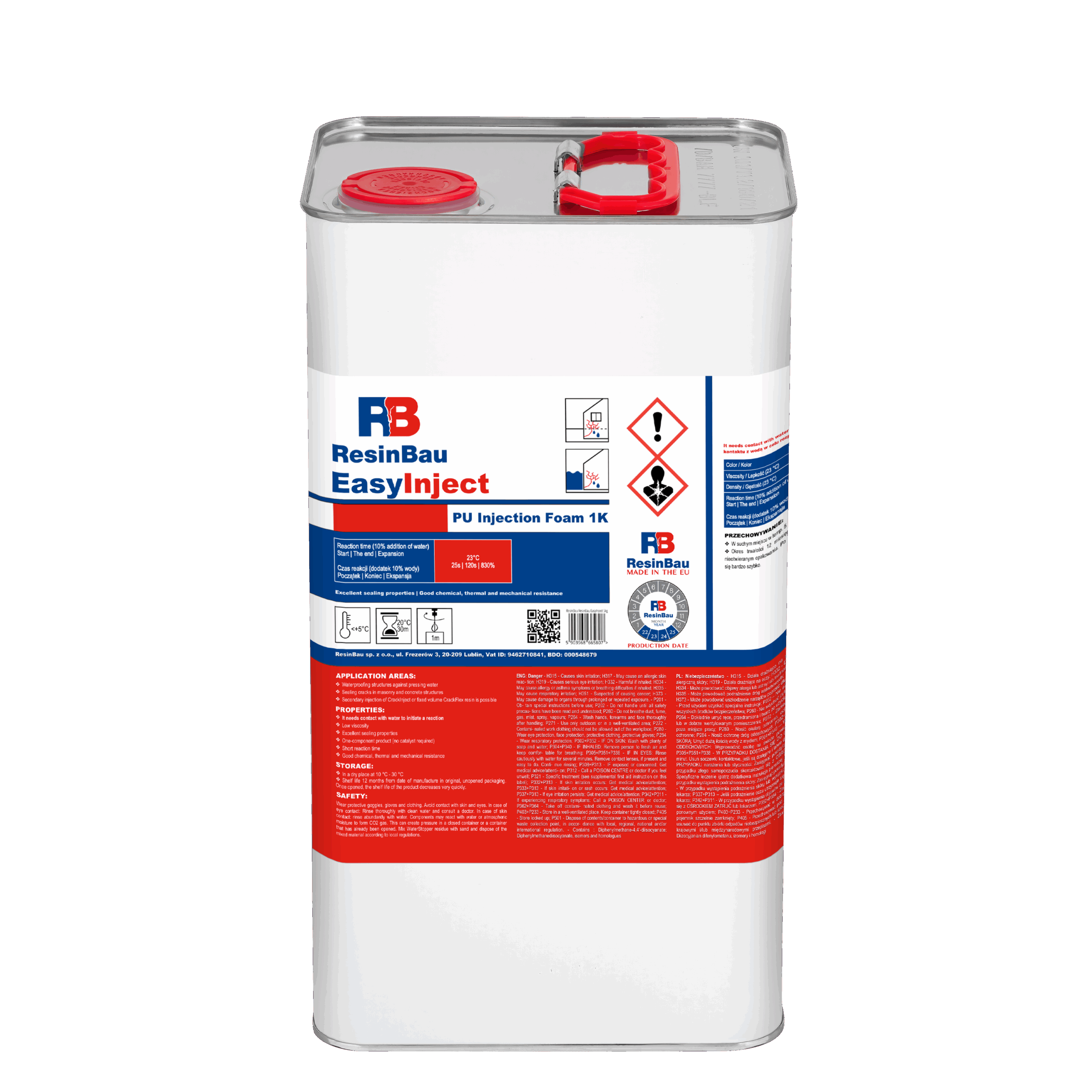 Opakowanie ResinBau EasyInject 5kg - wydajna żywica iniekcyjna dla skomplikowanych projektów uszczelniania.